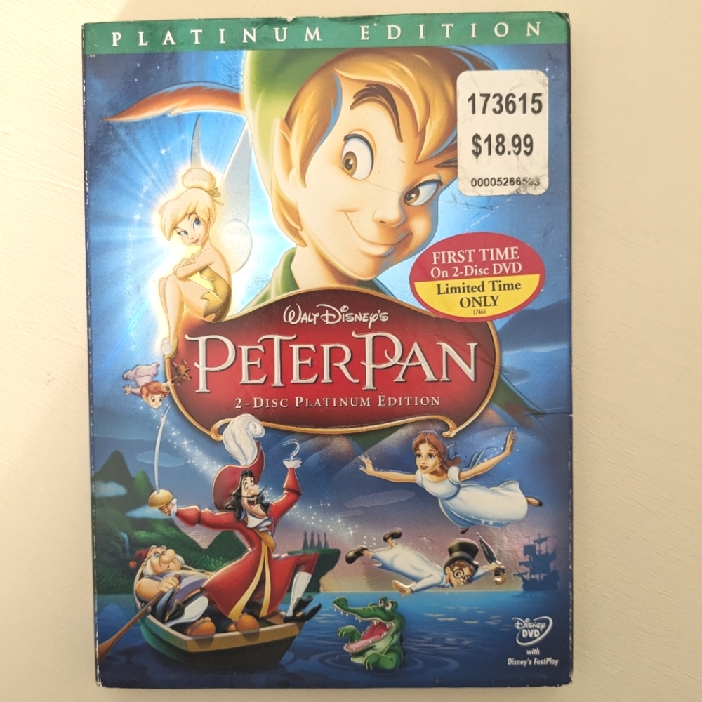 Peter Pan 2 Disc DVD Set Disney Very Good Condition